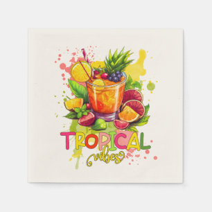 Serviette En Papier Cubes tropicaux - Vibes d'été Aquarelle Fruits