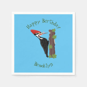 Serviette En Papier Cue drôle Pileated woodpecker dessin d'illustratio
