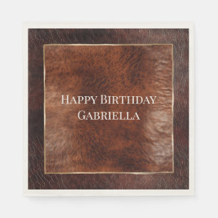 Serviette En Papier Cuir aspect marron foncé et chaud Western