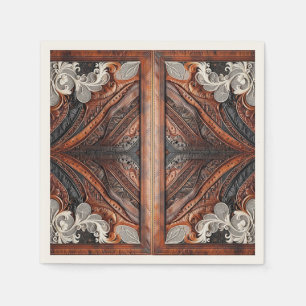 Serviette En Papier Cuir multicolore et élégant Mariage rustique dente