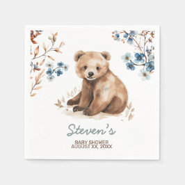 Serviette En Papier Cuire ours aquarelle garçon baby shower invitation
