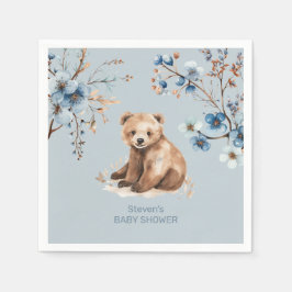Serviette En Papier Cuire ours aquarelle garçon baby shower invitation