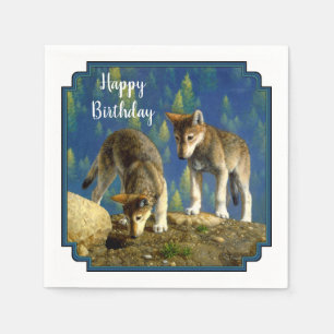 Serviette En Papier Cuisine Curieux Pups De Loup Gris