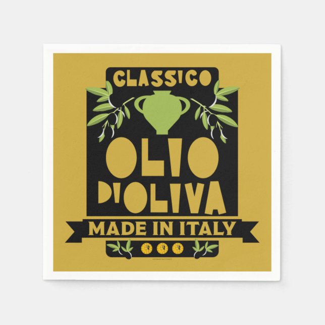 Serviette En Papier Cuisine italienne d'huile d'olive (Devant)