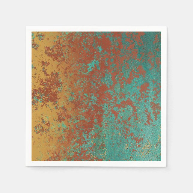 Serviette En Papier Cuivre Turquoise Bleu Orange Texture Brown (Devant)