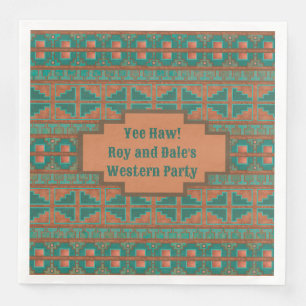 Serviette En Papier Cuivre Turquoise sud-ouest géométrique Personnalis