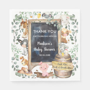 Serviette En Papier Culinaire verdoyante Animaux de ferme Anniversaire