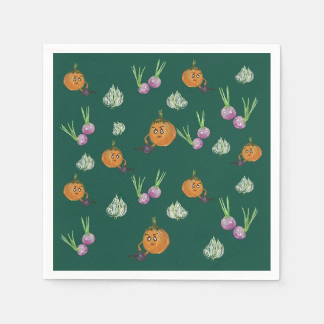 Serviette En Papier Cultures racines, légumes mignons (Devant)