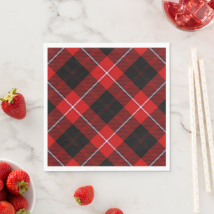 Serviette En Papier Cunningham Tartan rouge noir