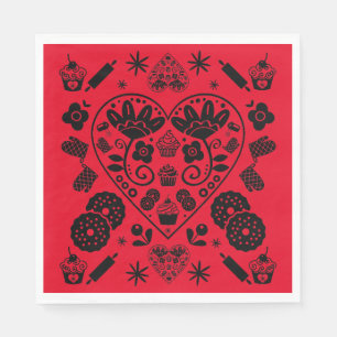 Serviette En Papier Cupcake Baking Folk Art