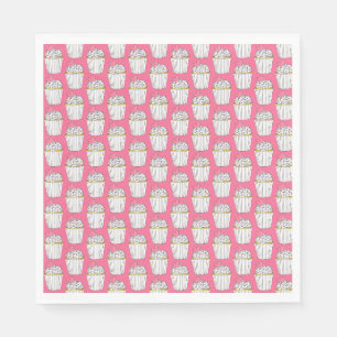 Serviette En Papier Cupcake Coeur Rose Frosted Saupoudrer Dessert Amou