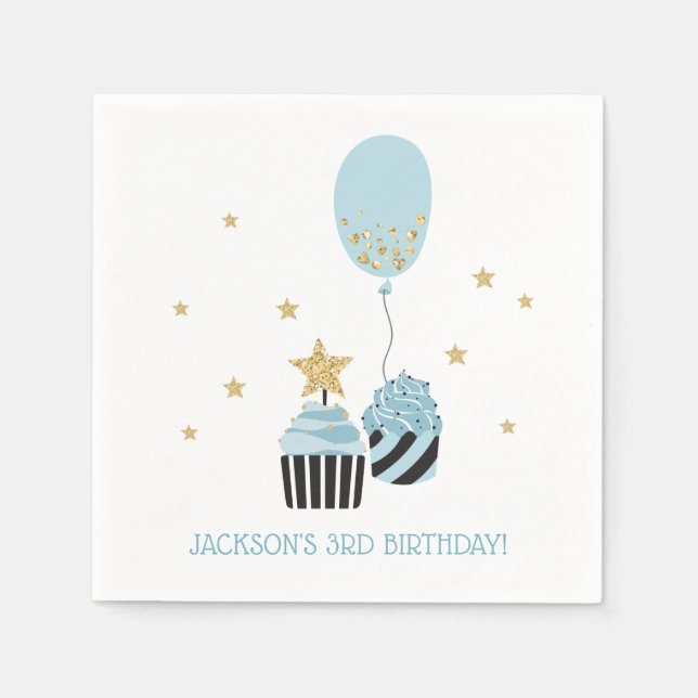 Serviette En Papier Cupcakes & Balloon | Faux Parties scintillant Anni (Devant)