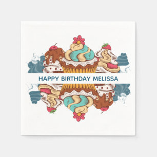 Serviette En Papier Cupcakes de style rétro Sweet Dessert Anniversaire
