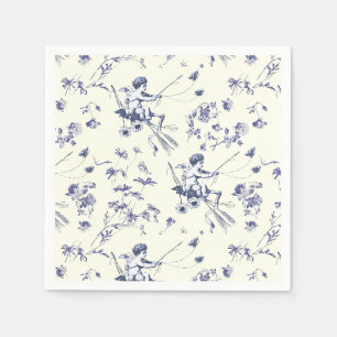 Serviette En Papier Cupid Angel Cupid Bleu Toile Florale Vintage