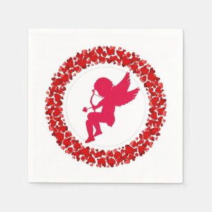 Serviette En Papier Cupid Bow & Flèche et Coeurs Papier Napkin