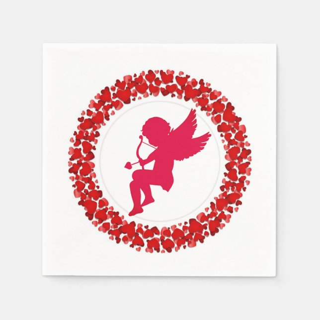 Serviette En Papier Cupid Bow & Flèche et Coeurs Papier Napkin (Devant)