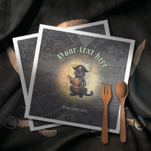 Serviette En Papier Curieux chat pirate décrypter mystères anciens