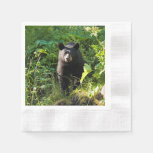 Serviette En Papier Curieux ours noir