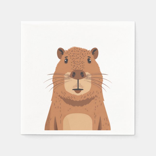 Serviette En Papier Curieux portrait Capybara (Devant)
