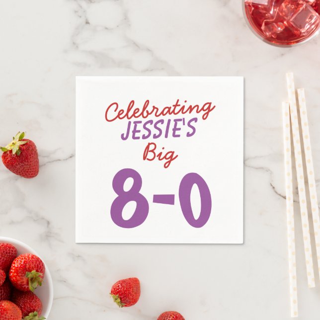 Serviette En Papier Custom 80th Birthday Celebration Ajouter un nom (En situation)