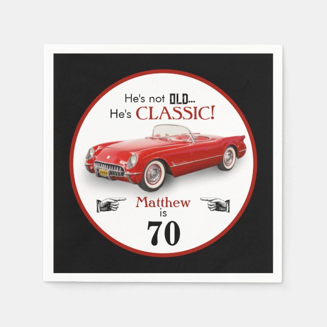 Serviette En Papier Custom Age Not Old Red Classic 1954 Convertible (Devant)