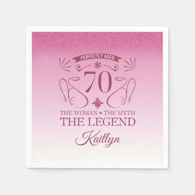 Serviette En Papier Custom Cute Happy 70th Birthday (Devant)