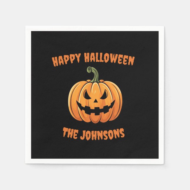 Serviette En Papier Custom Cute Spooky Pumpkin Happy Halloween  (Devant)