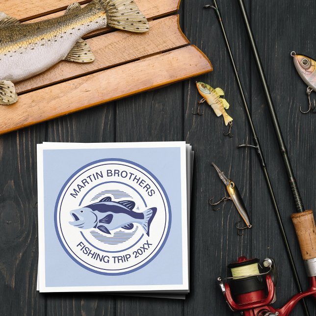 Serviette En Papier Custom Fisherman Party Blue Bass Poisson (Créateur téléchargé)