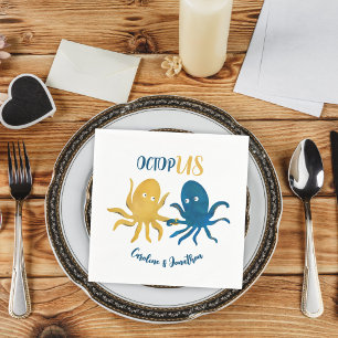 Serviette En Papier Custom Funny Marine et Gold Ocean Octopus Mariage