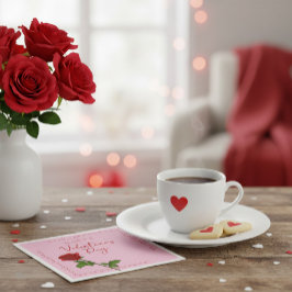 Serviette En Papier Custom Happy Valentine’s Day Rose 