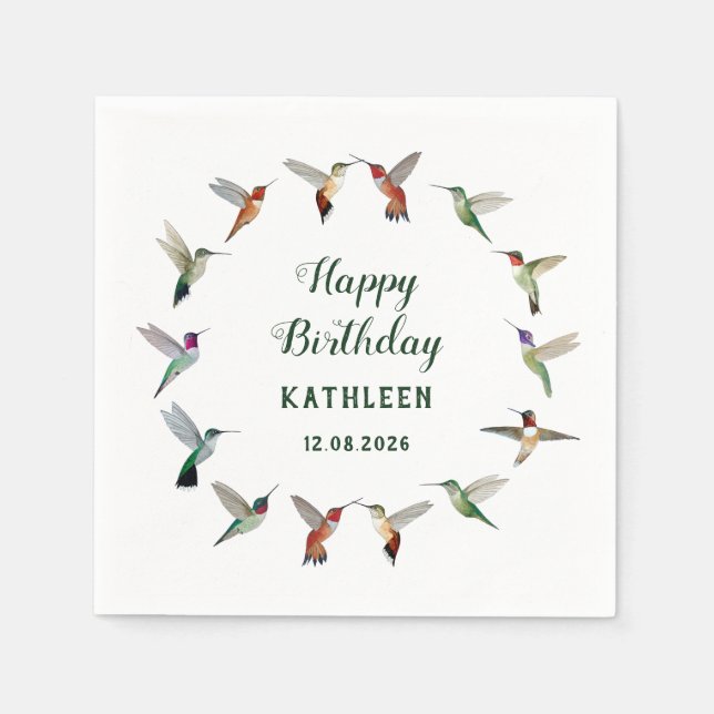 Serviette En Papier Custom Hummingbird Birthday (Devant)