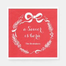 Serviette En Papier Custom Modern Luke 2 Scripture Red Christmas