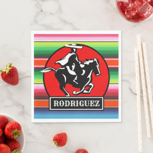 Serviette En Papier CUSTOM NAME Charro Horse Spanish Mexican Serape