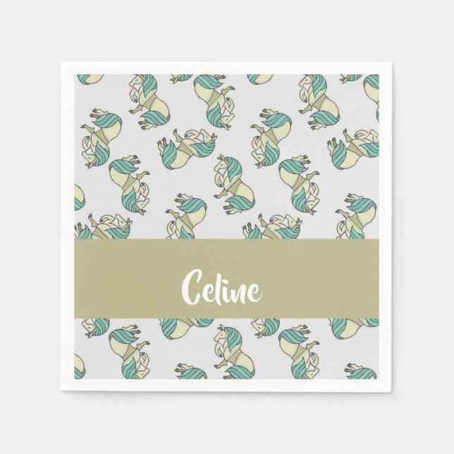 Serviette En Papier Custom name cute horses pattern (Devant)