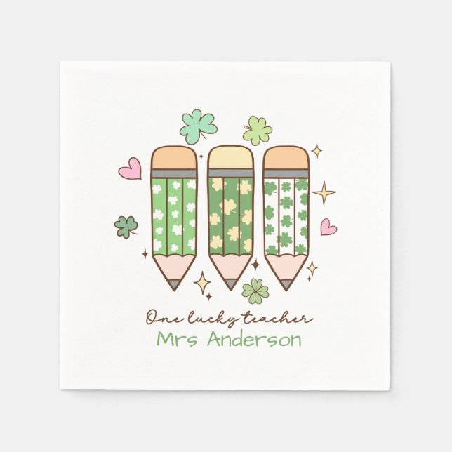 Serviette En Papier Custom One Lucky Teacher School Party (Devant)
