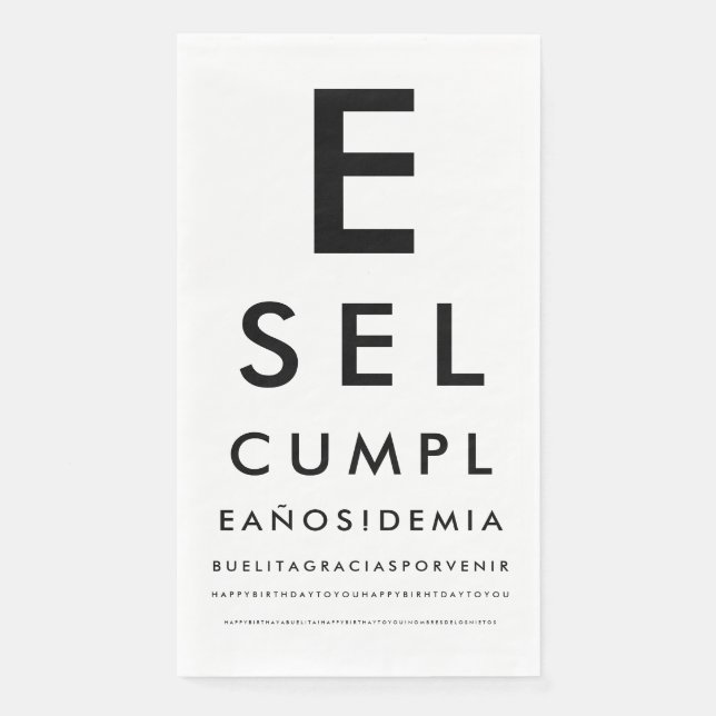 Serviette En Papier Custom Ophthalmology Eye Chart (Devant)