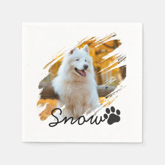 Serviette En Papier Custom Pet Photo & Name Modern Brushstroke Mug