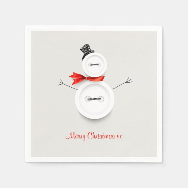 Serviette En Papier Custom Snowman Merry Christmas Paper Napkins (Devant)