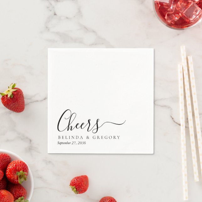 Serviette En Papier Custom Wedding Cheers Cocktail Modern Napkins (En situation)