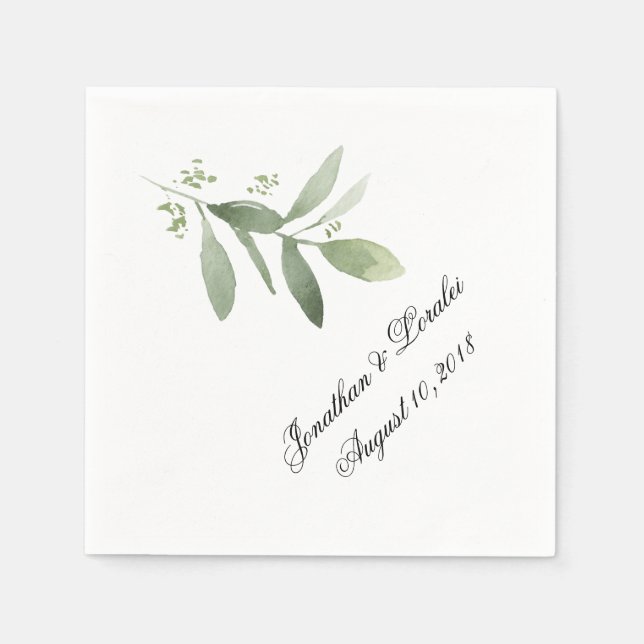 Serviette En Papier Customisez vos serviettes mariages verdure (Devant)