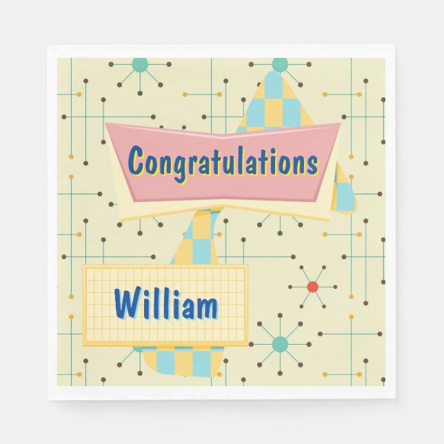 Serviette En Papier Customize Congratulations Retro (Devant)