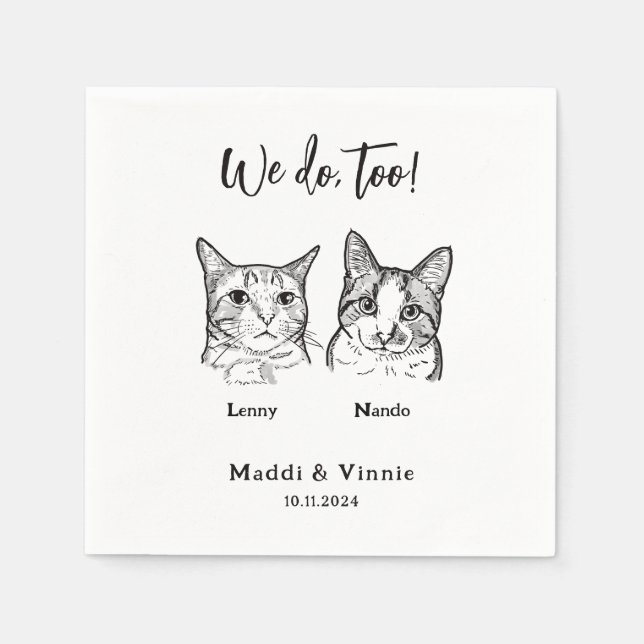 Serviette En Papier Cute 2 Chats Face Animaux Nous Faisons Trop D'Esqu (Devant)