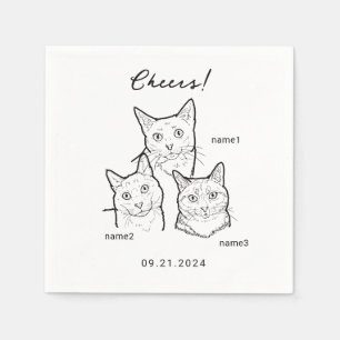 Serviette En Papier Cute 3 Chats Cheval Cocktail Mariage