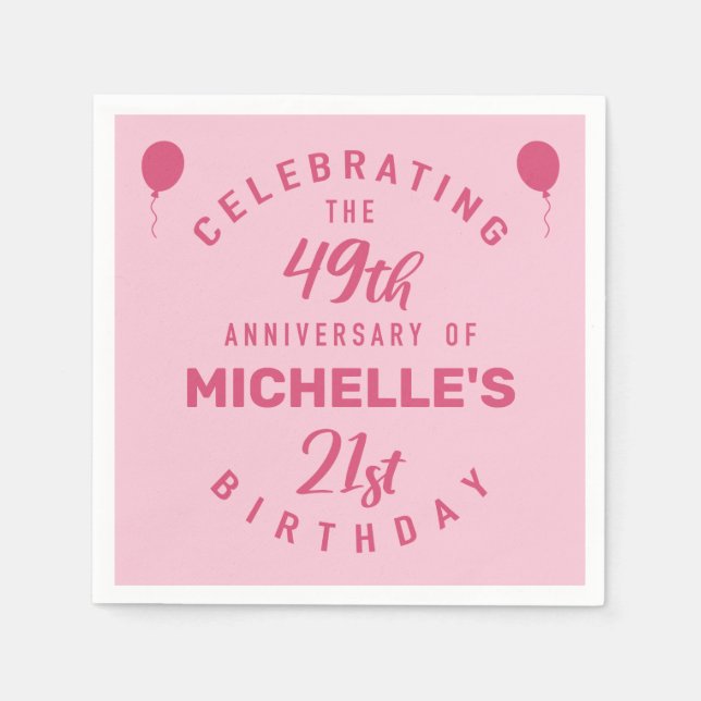 Serviette En Papier Cute 70e anniversaire Personnalisé (Devant)