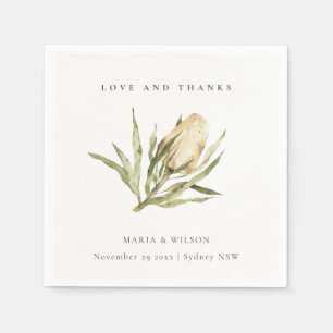 Serviette En Papier Cute Amérindienne Banksia Aquarelle Mariage Floral