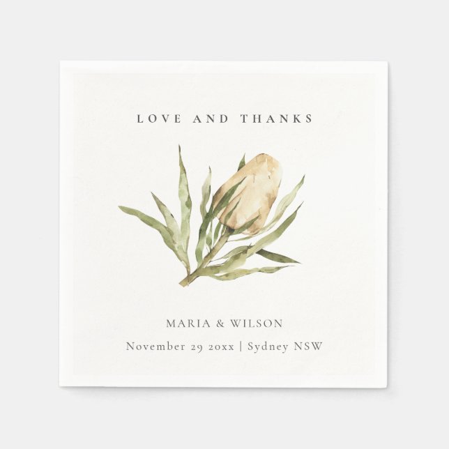 Serviette En Papier Cute Amérindienne Banksia Aquarelle Mariage Floral (Devant)