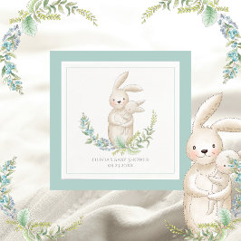 Serviette En Papier Cute Animaux Bunny Baby shower vert personnalisé