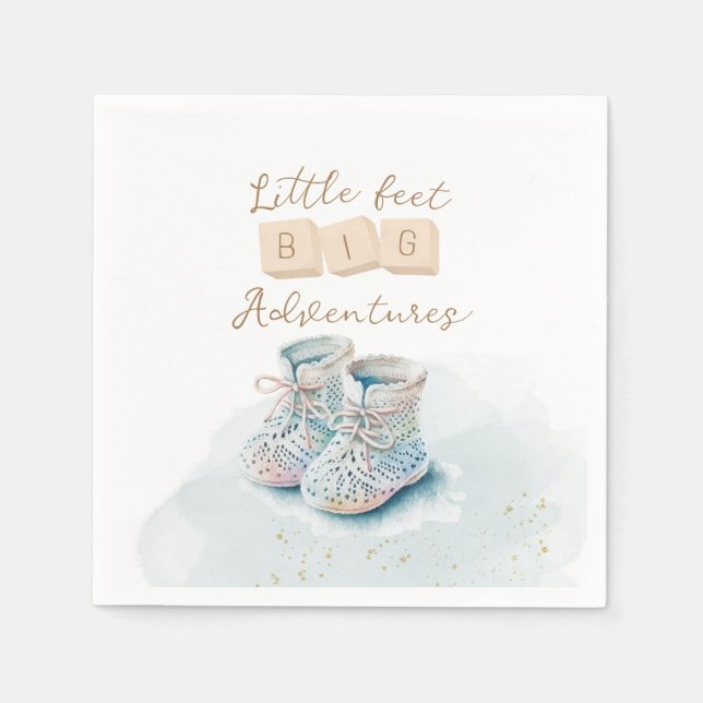 Serviette En Papier Cute Aquarelle Bébé Chaussure Aventure Garçon Douc (Devant)