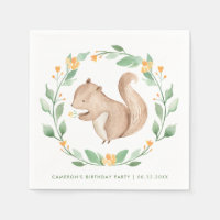 Cute Aquarelle Écureuil Wreath Bois Anniversaire