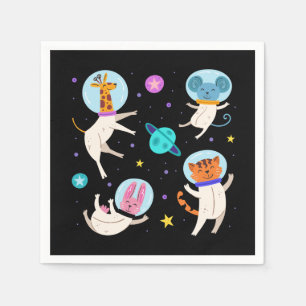 Serviette En Papier Cute astronaute Animaux flottant dans l'espace